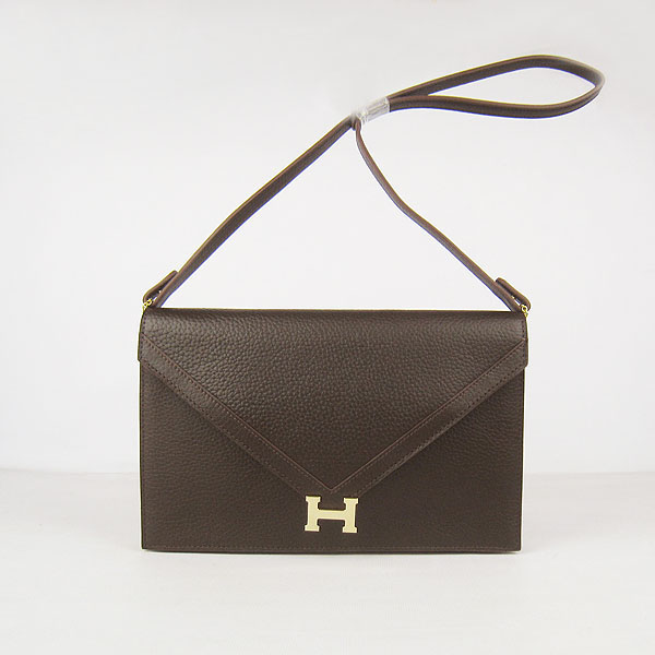 Hermes Message Bag Dark Coffee With Gold Hardware